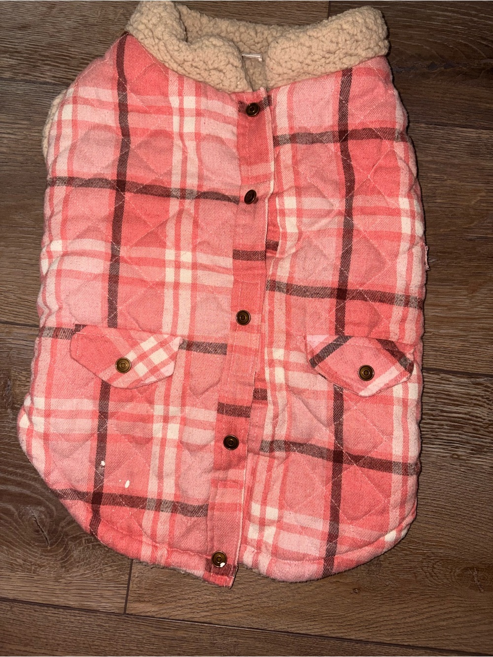 Top Paw Coral Pink Plaid Sherpa-Lined Dog Vest